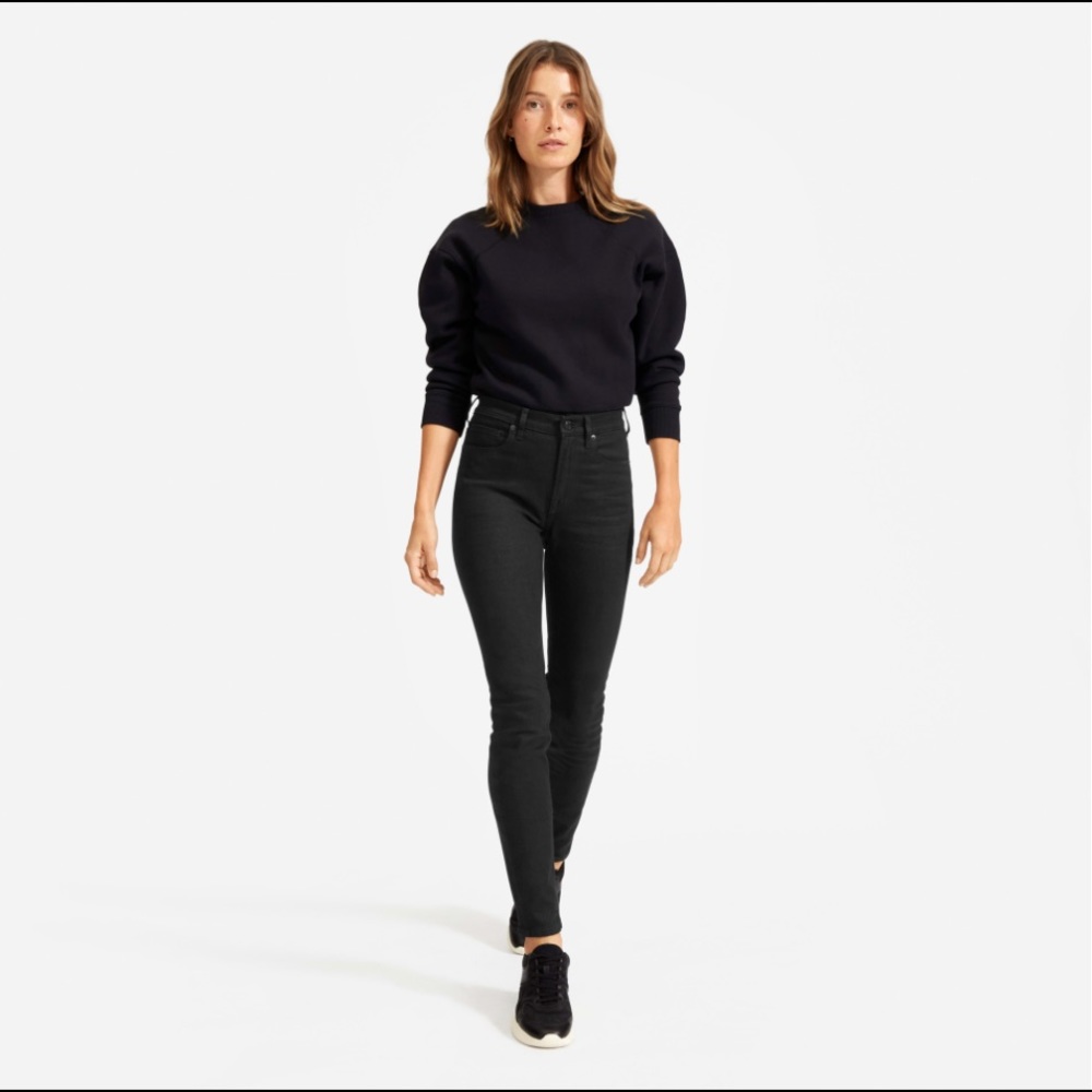 Everlane High Rise Slim Straight Jeans Black Size 30 Ankle NWOT